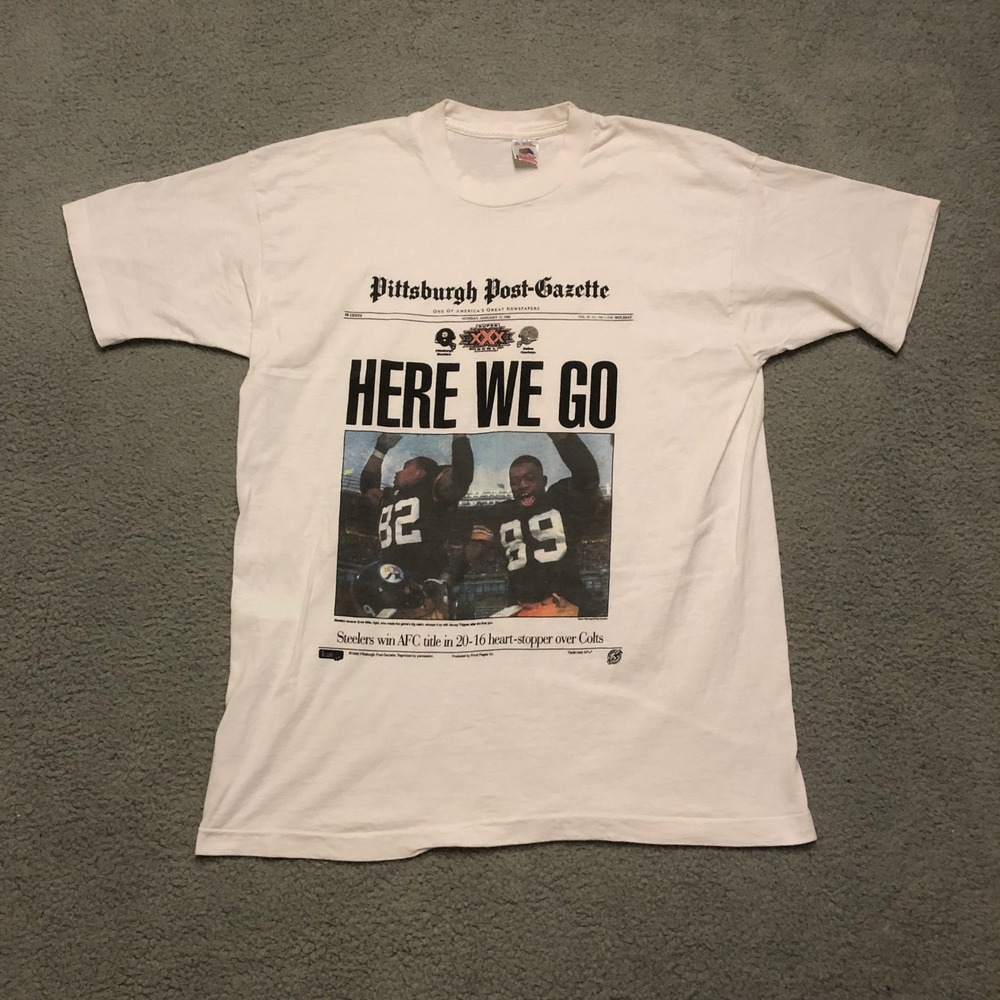 Single Stitch Vtg 1996 Pittsburgh Steelers Super Bowl XXX AFC Champ Tee XL White